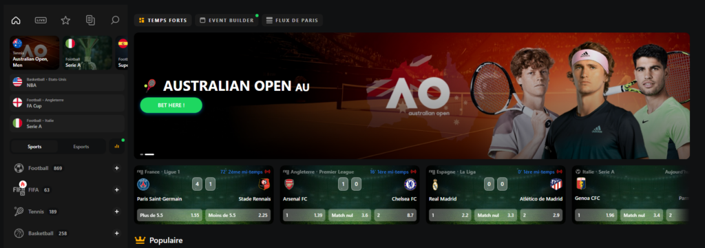 Un large choix de sports pour parier sur Betify Casino