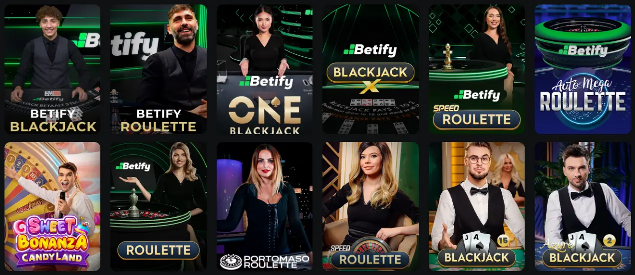 Jeux de casino en direct Betify